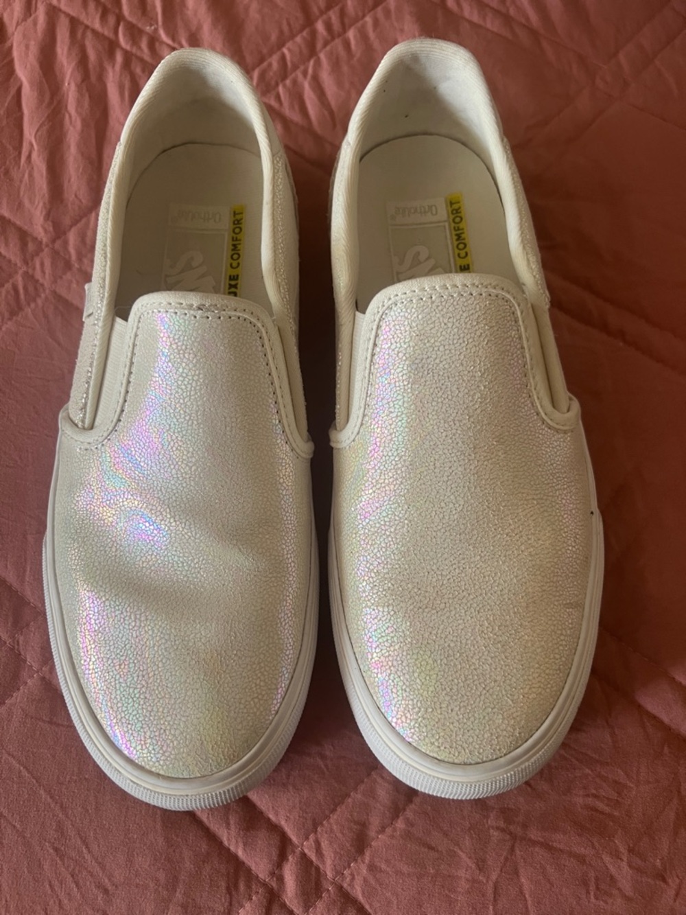 Vans  Iridescent White Slip-On Sneakers